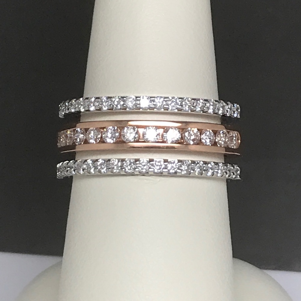 14k rose gold and white gold 1.01 ct diamond band